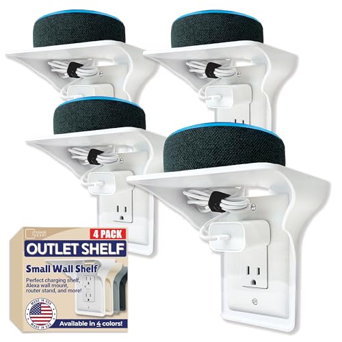 Power Perch Wall Outlet Shelf with Cord Organizer ,  4 Pack
