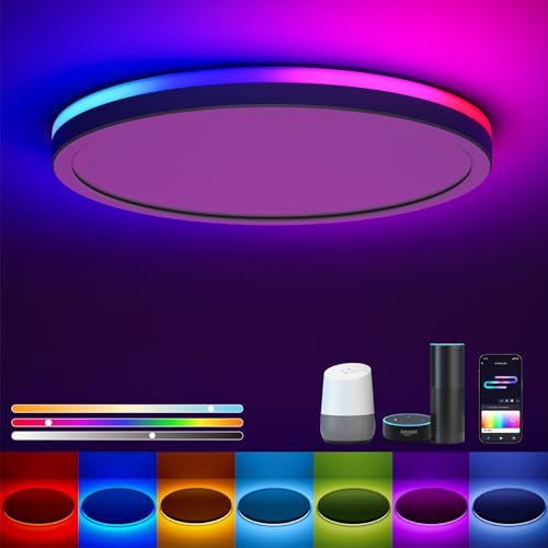 Matane 12-Inch Smart LED Ceiling Light with RGB and Voice Control