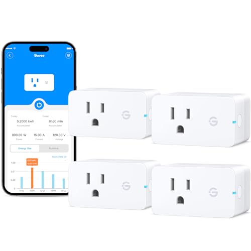 Govee Smart Plug with Energy Monitoring and Voice Control, 15A, 4-Pack