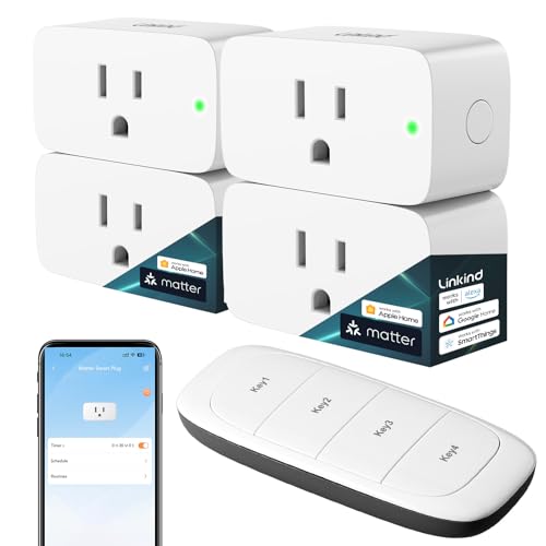 Linkind Matter Smart Plug with Remote Control - 4 Pack