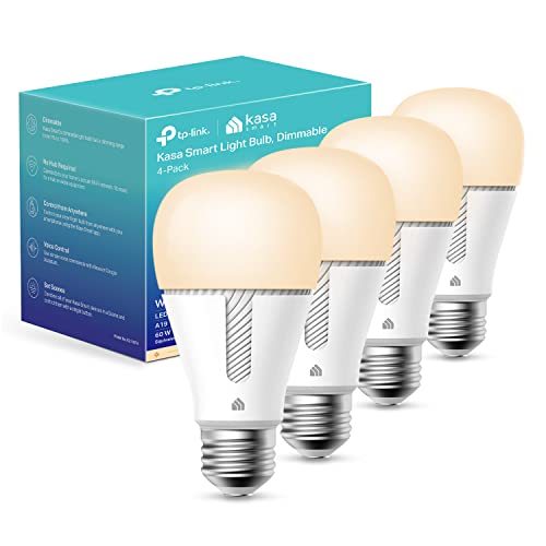 Kasa Smart Dimmable LED Light Bulbs, Soft White, 4 Pack