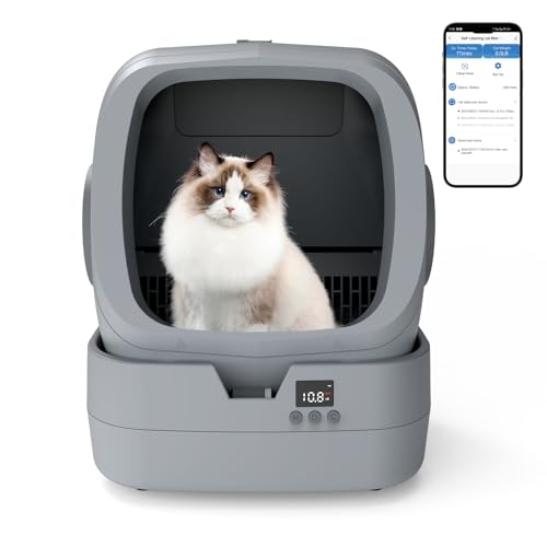 Automatic Self-Cleaning Cat Litter Box with App and Weight Monitoring