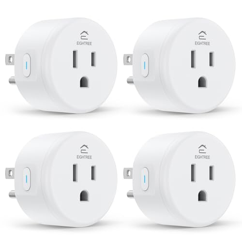 EIGHTREE WiFi Smart Plug with Alexa & Google Home Compatibility, Remote Control, and Timer Function - 4 Pack