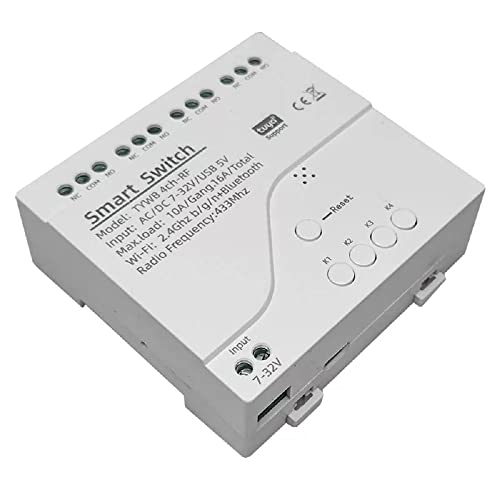 4-Channel WiFi and Bluetooth Relay Switch Module with App and Voice Control