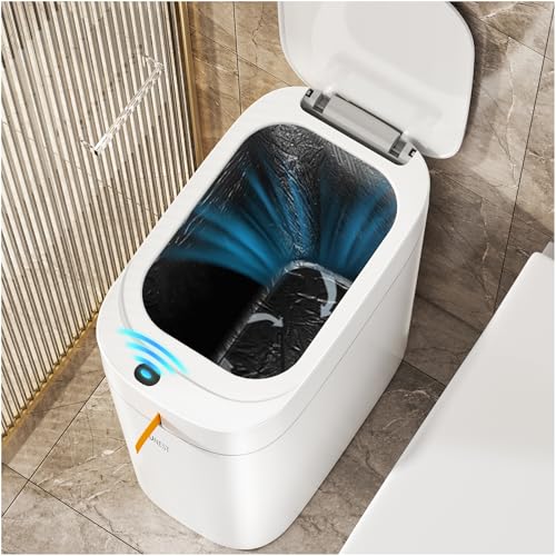 Smart Motion Sensor Trash Can with Lid - 3.5 Gallon Rechargeable, Waterproof, Automatic Bag Sealing