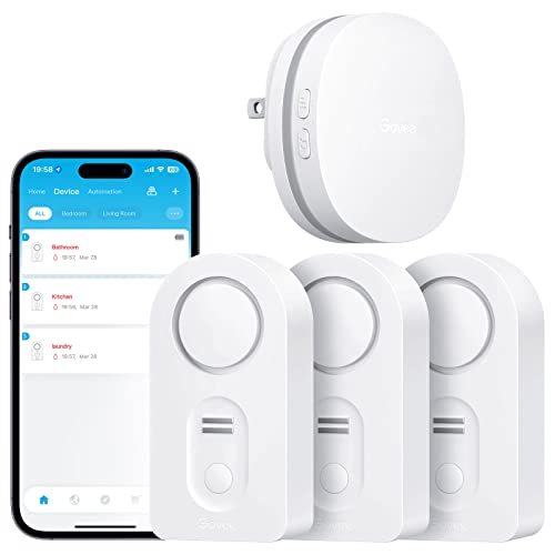 Govee WiFi Water Leak Detector 3-Pack with App Alerts and 100dB Alarm