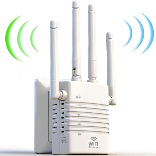 Dual Band 1200Mbps WiFi Extender with 4 Antennas and Ethernet Ports